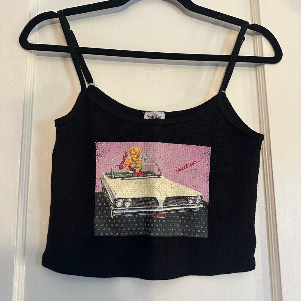 Boys Lie Black Camisole with Pink Graphic